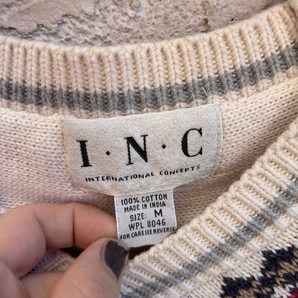 Vintage INC International Concepts Cotton Preppy V-Neck Sweater Womens Medium - Picture 4 of 4